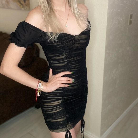 NEW BLACK MESH DRESS - Picture 2 of 3